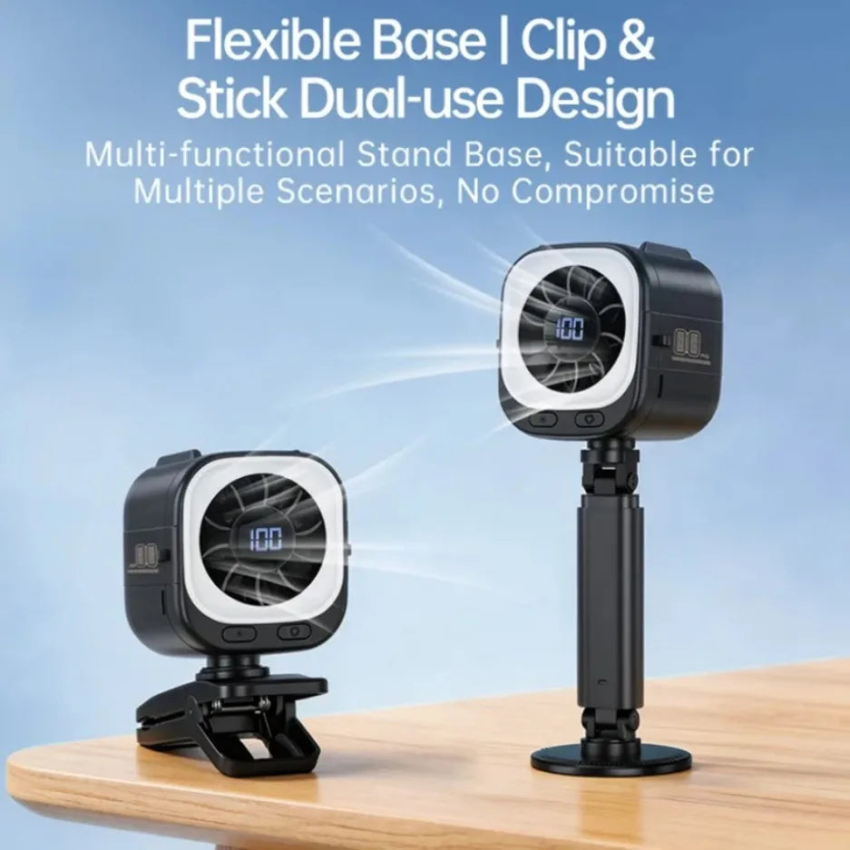 Portable Fan USB Rechargeable 3000mAh 15000RPM High Speed Brushless Motor 6-in-1 Mini Fan with Magnetic Base for Travel Stroller