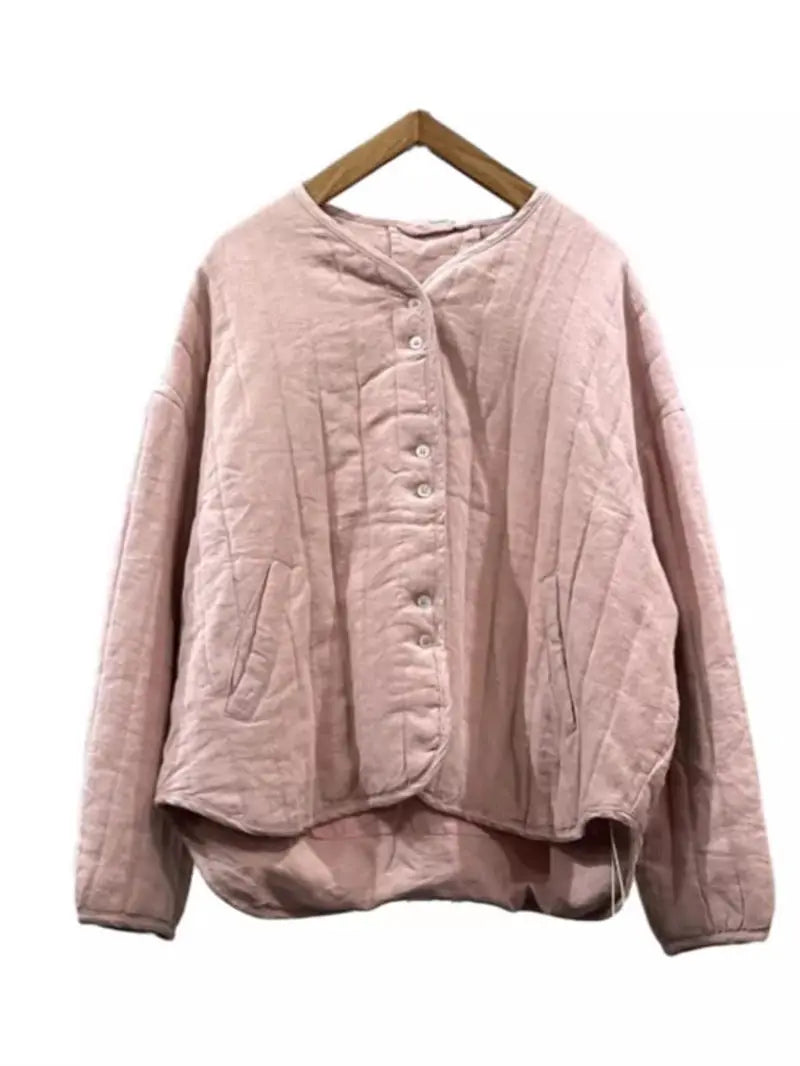 Comfy Oversized Quilted Jacket for Women, 2026 Casual Coat in Cotton Linen, Spring Autumn Winter Wear, Style K029