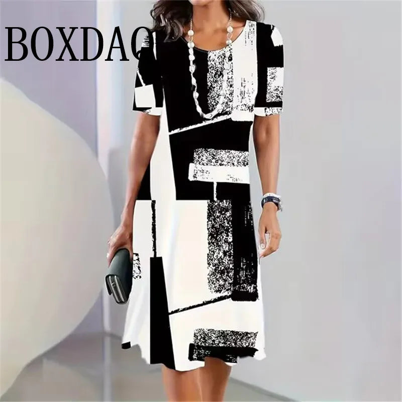 3D Butterfly Print Dress For Summer Women Party O-Neck Short Sleeve Dress Sundress Casual Elegant Ladies Loose Mini Dresses 2025