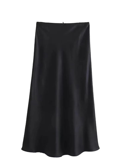 Women Satin Skirt High Waist Midi Skirt Stylish Long Skirts For Women Fashion Chic And Elegant Woman Skirt Streetwear
