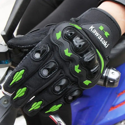 Kawasaki Gloves All Finger Bicycle Breathable Gloves Motorcycle Collision Avoidance Rider Gloves Outdoor Sports Gloves