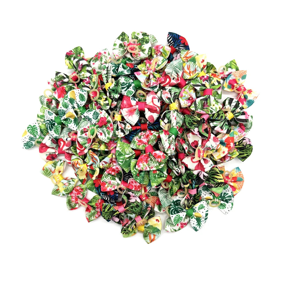 50/100pcs Summer Dog Hair Bows Pet Dog Hair Accessories Rubber Band Dog Accessories Pet Supplies Small Dog Bows Dogs Hair Bows