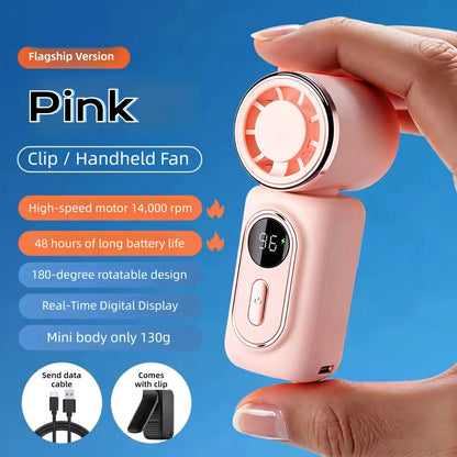 Portable Handheld Fan Mini Clip Fan Umbrella Holder Function Rotatable USB Charging Compact Personal Cooling Fan Outdoor Camping