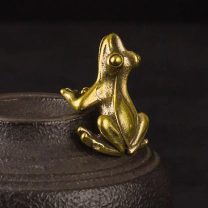 Ornament Frog Traditional Craft 1Pcs 22.9*15mm Accessories Brass Brass Frog Copper Animals Figurines Mini Durable