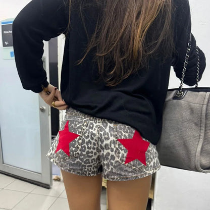Start Print Shorts Women Dropped Zippers Pocket Button Party Club Mini Pants Female 2026 Spring Summer Chic Streetwear Lady New