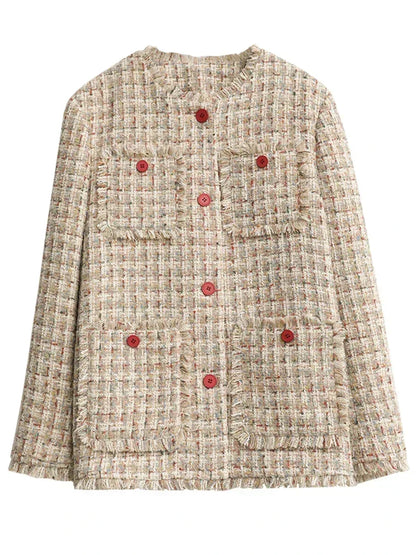 CHIC VEN Women Coat Single Breasted Retro Loose Jacket Frayed Edge Design Female Top Office Ladies Clothing Autumn Winter 2024