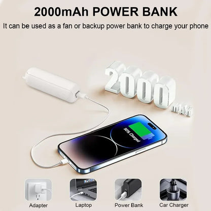 Portable Mini Handheld Fan 3 in 1 USB Rechargeable Folding Fan 2000mAh 3 Speed Adjustable Mini Hand Small Fan for Travel Outdoor