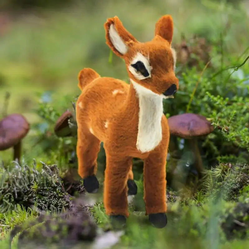1pc Simulation Plush Animal Sika Deer Reindeer Lovely Xmas Home Decor Standing Miniatures Christmas Elk Scene Arrangement Props
