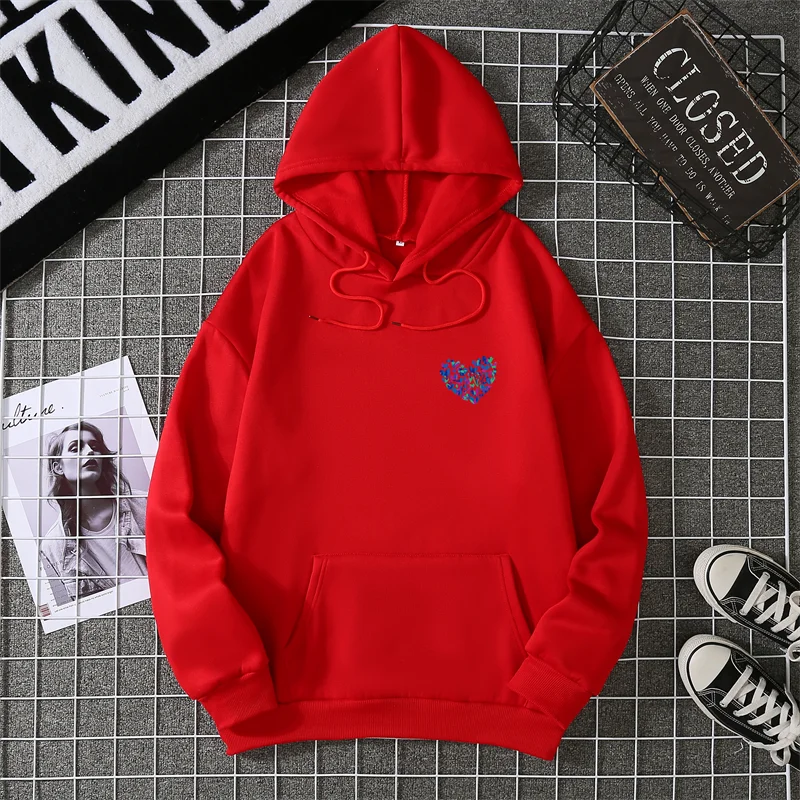 A Simple Depiction Of Love Printed Women Hooded Graphic Funny Hoodies O-Neck Loose Casual Tops Sport Street Fashion Sweatshirt