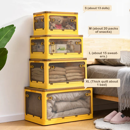 Foldable Storage Box Closet Organizer with Wheels Outdoor Stackable Sundries Organizer Clothes Quilts Toys Books Storage Box