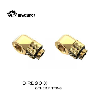 BYKSKI 2pcs G1/4'' 90 Degree /45 Degree Rotary Compression Fitting /for Water Cooling Adaptors Copper Metal Connector B-RD90-X