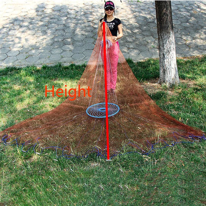 Lawaia 1.8-7.2m Throw Cast Net American Style Small Mesh Blue Plastic Ring Outdoor Fishnet Trap Network Fishing Equipment Tackle