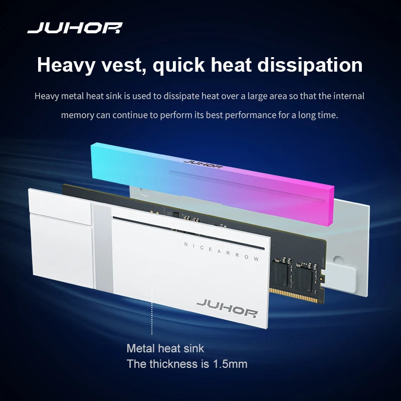 JUHOR Memoria Ram DR5 RGB 16GB 6000MHz 6800MHz 7200MHz 8000MHz  DIMM Ram Dual Channel Sunning Desktop Memory Ram