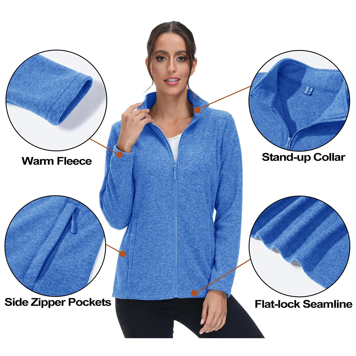 MAGCOMSEN Lightweight Women's Fleece Jackets Womens Athletic Warm Sweatshirts Casual Turtleneck Sweater Coat Sports Tops
