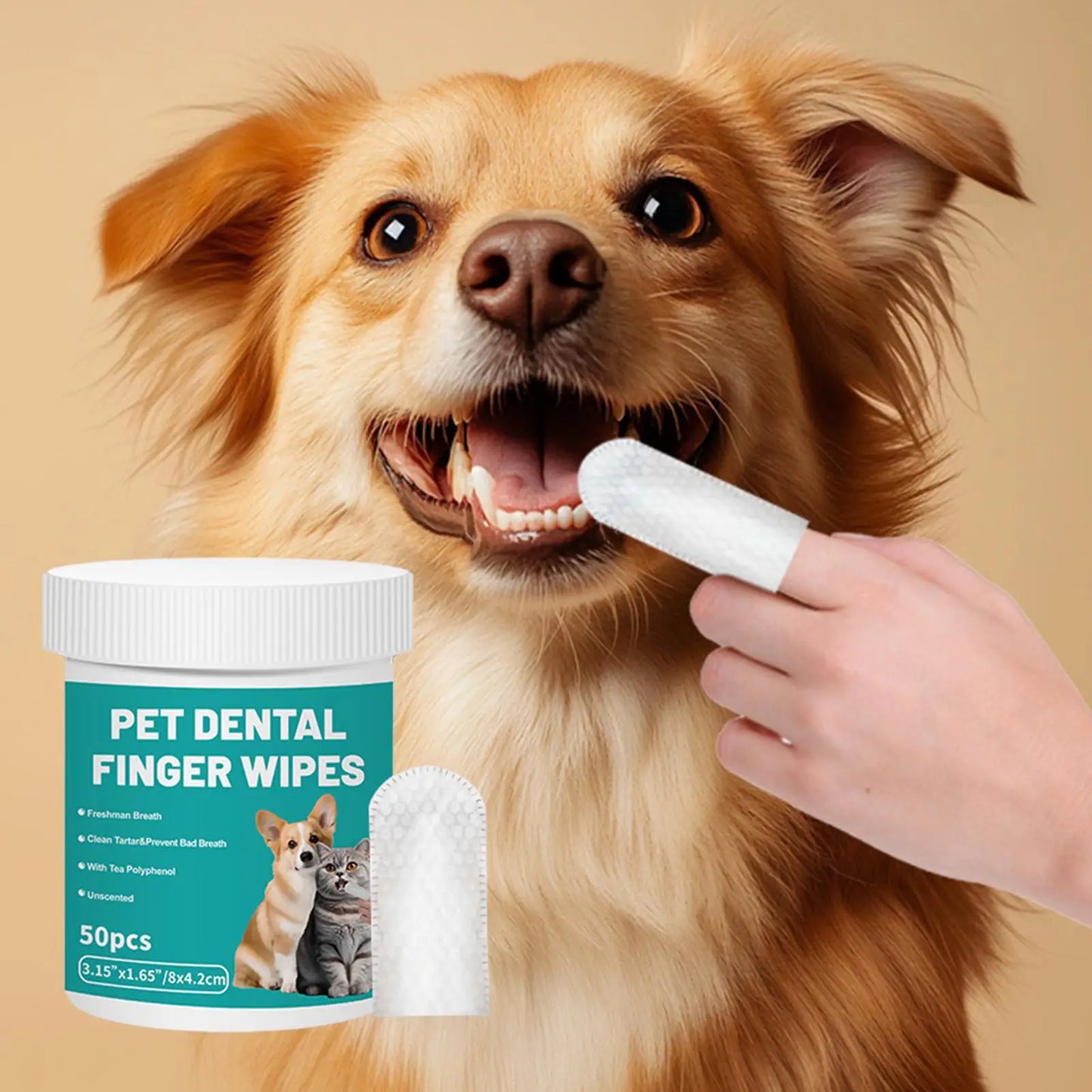 Pet Cleaning Dog Teeth Finger Wipes 50pcs Refreshing Dog Teeth Brushing Wipes Pet Supplies Dog Cat Bad Breath Wipes For Camping
