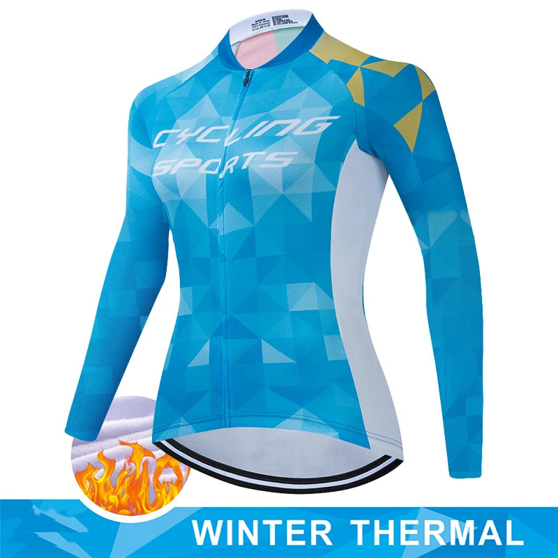 Women Winter Thermal Fleece Clothes 2026 Cycling Uniform Cycle Jersey Clothing Jerseys Pants Gel Bib MTB Jacket Suit Bike Outfit