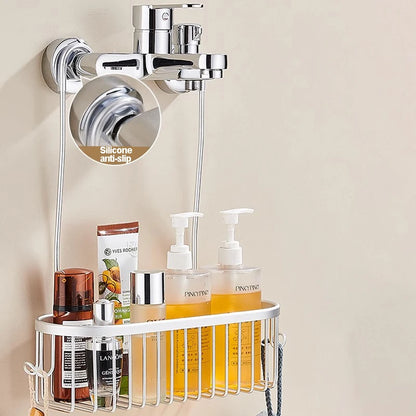 Shower Caddy Hanging Organizer Shower Basket with Hooks Storage Shelf No Drilling Shower Rack for Shower Faucet or Cross Bar
