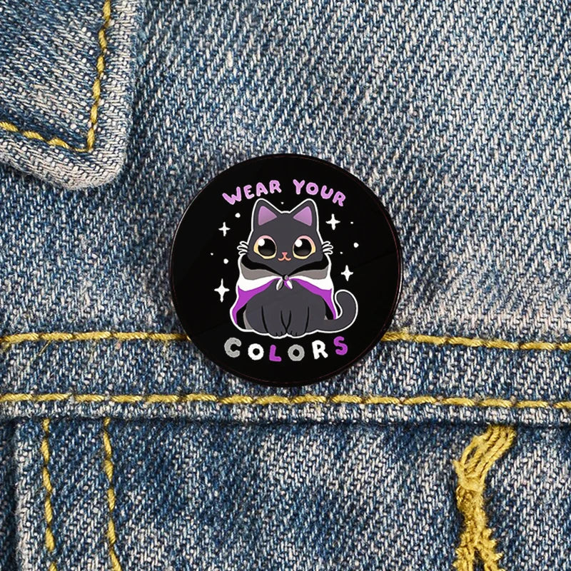 Lapel teacher tote Bag backpacks Badge Cartoon gift Pines Brooch for women Non Binary Pride cat Pins Custom cute Pines Shirt