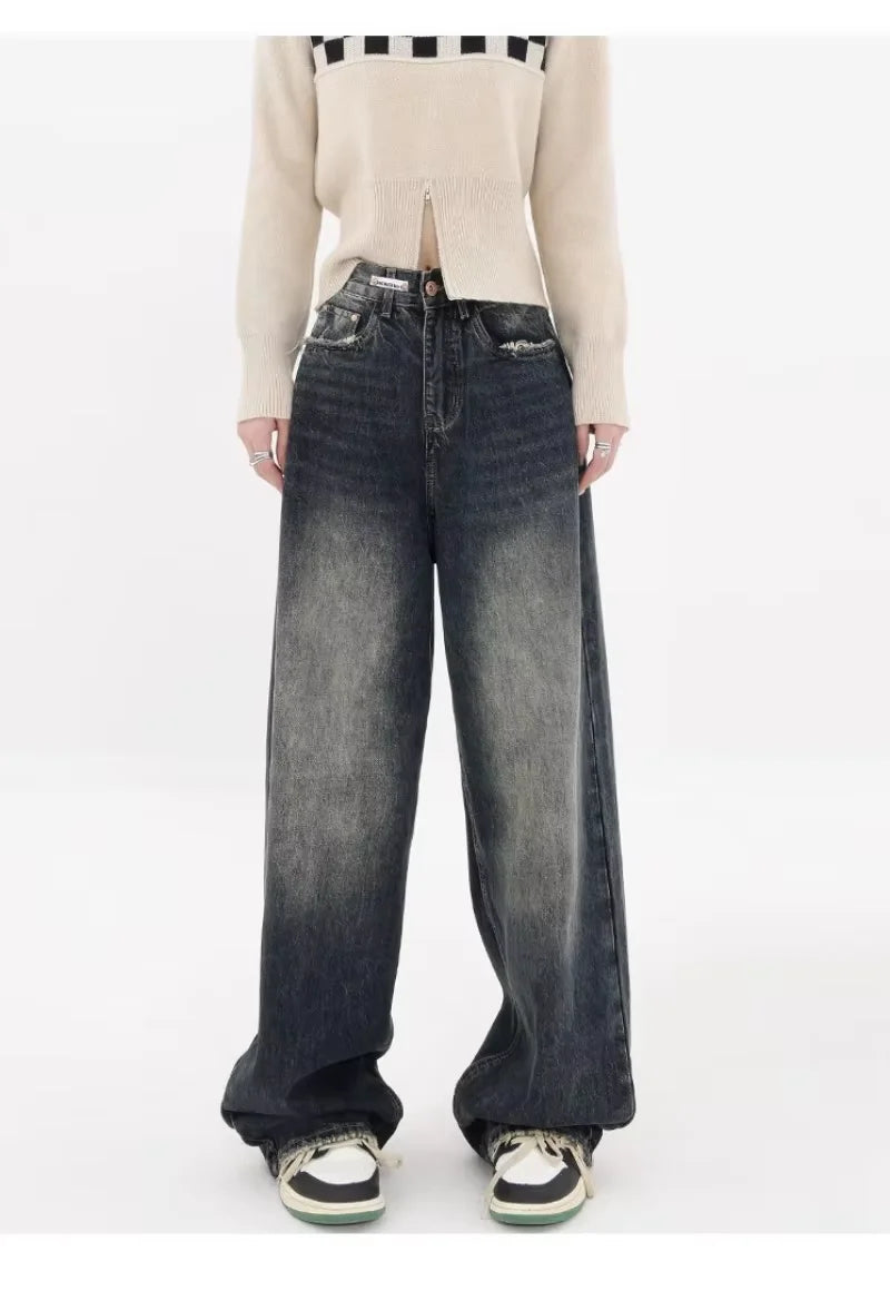 New Style Y2K Baggy Jeans Women Streetwear Retro Fashion Autumn High Waist Pants Loose Wide Leg Denim Trousers Femal