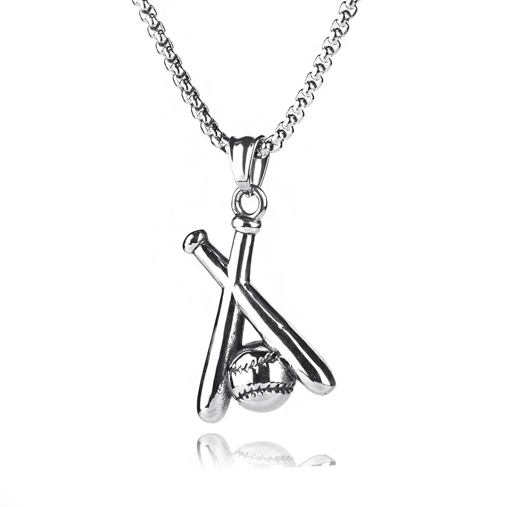 Simple and Fashionable Baseball Bat Pendant Necklace, Suitable for Men and Women, Creative Niche Street Party Accessories