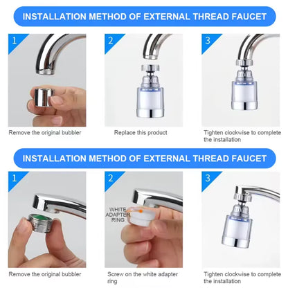 360 Degree Rotating Faucet Filters Bubbler Mount Anti-splash for Household Kitchen Bathroom Faucet Water Clean Filter Purifier