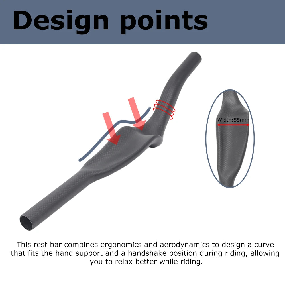 ULLICYC Road Bike Triathlon Time Trial,3K Full Carbon Matte/Glossy Bicycle Rest TT Handlebar 35° For Aero Extension Handlebar