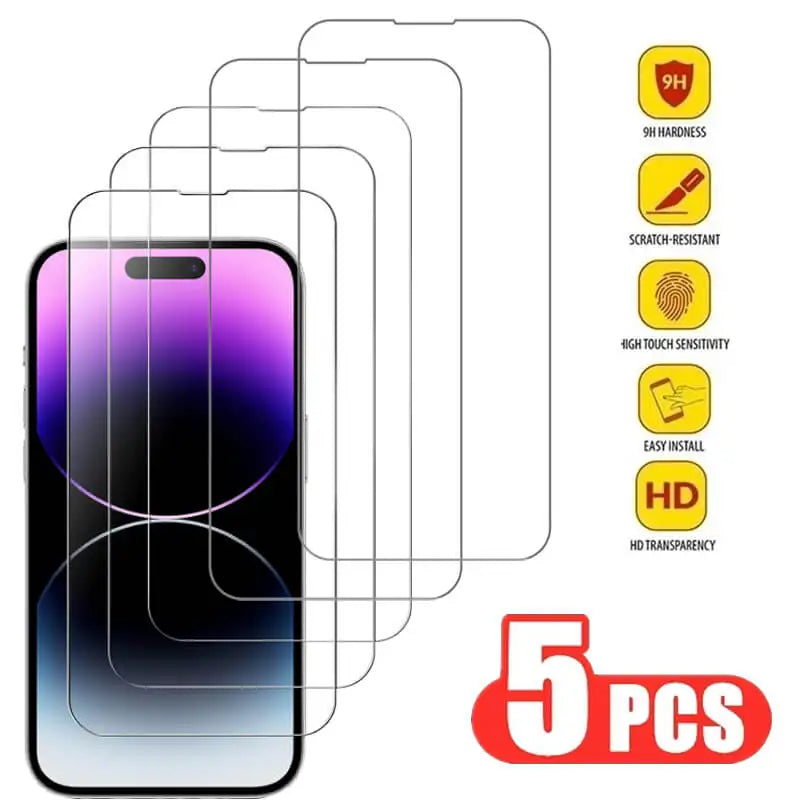 Gehärtetes Glas für iPhone 14 Pro, 15, 16, 17, 13, 12, 11 Pro Max, Displayschutzfolie für iPhone 15 Pro, Glimmerglas für iPhone 13, 14 Pro