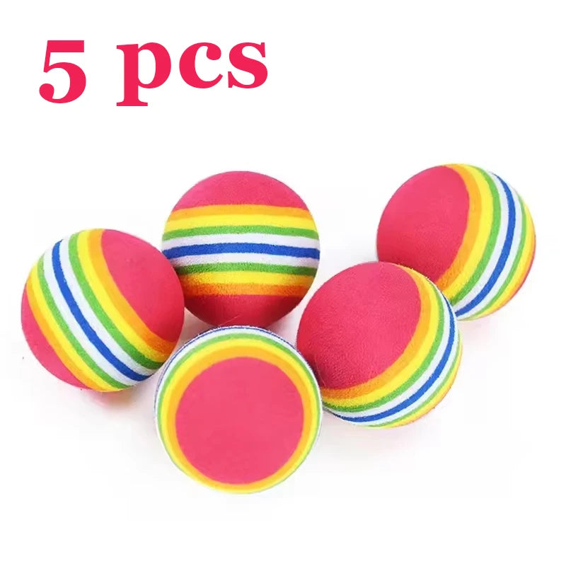 5/10/30PCS Rainbow EVA Cat Toys Ball Interactive Cat Dog Play Chewing Rattle Scratch EVA Ball Training Balls Pet Toys Supplies