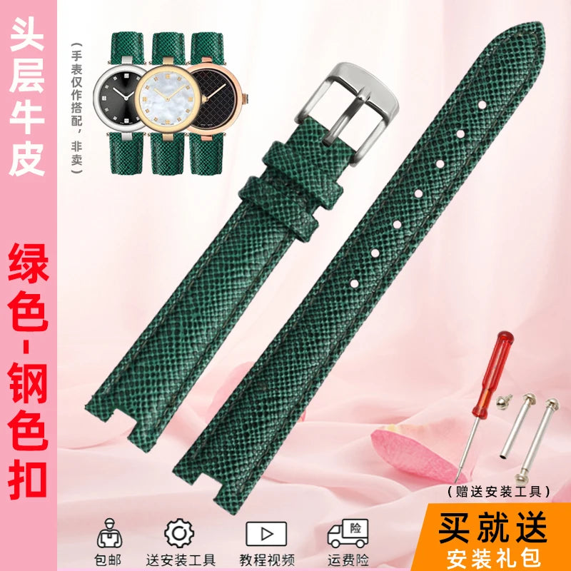 High Quality Notched Watch Strap for Gucci YA141401 YA141505  YA1414 YA1415 GC Women's Watch Leather Watchband 12x5mm 14x5mm