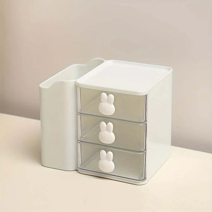 Desktop Organizer WIth Drawer Multifunctional Drawer Storage Box LargeCapacity Stationery Organizer For Cosmetic Office Supplies