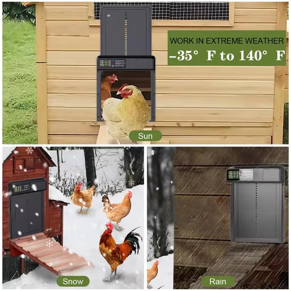 Safety Gate Anti-Pinch Function Small Pet Supplies LCD Display Automatic Chicken Coop Door Controlled Open Retractable Door