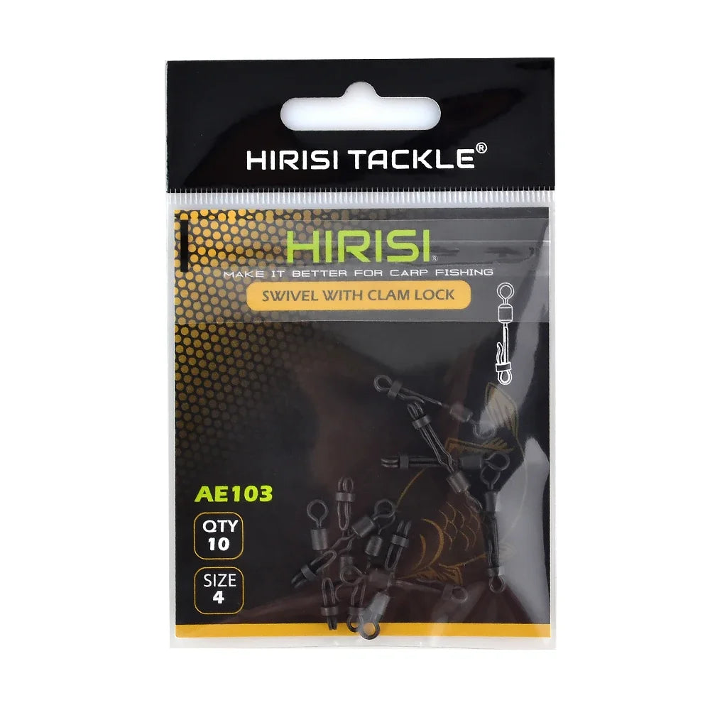 Hirisi 10er-Pack Schnellwechselwirbel mit Klemmverschluss für Karpfenangelzubehör im Süßwasser