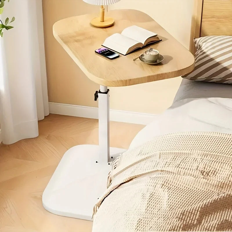 Adjustable height table - with wooden tabletop, portable sofa side table, suitable for coffee, office, and indoor/outdoor use