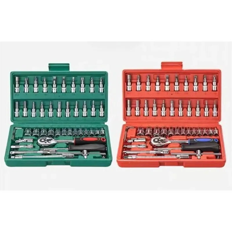 New 46-piece Socket Wrench Toolbox Auto Repair Team Wrench Socket Wrench Ratchet Wrench Set Home