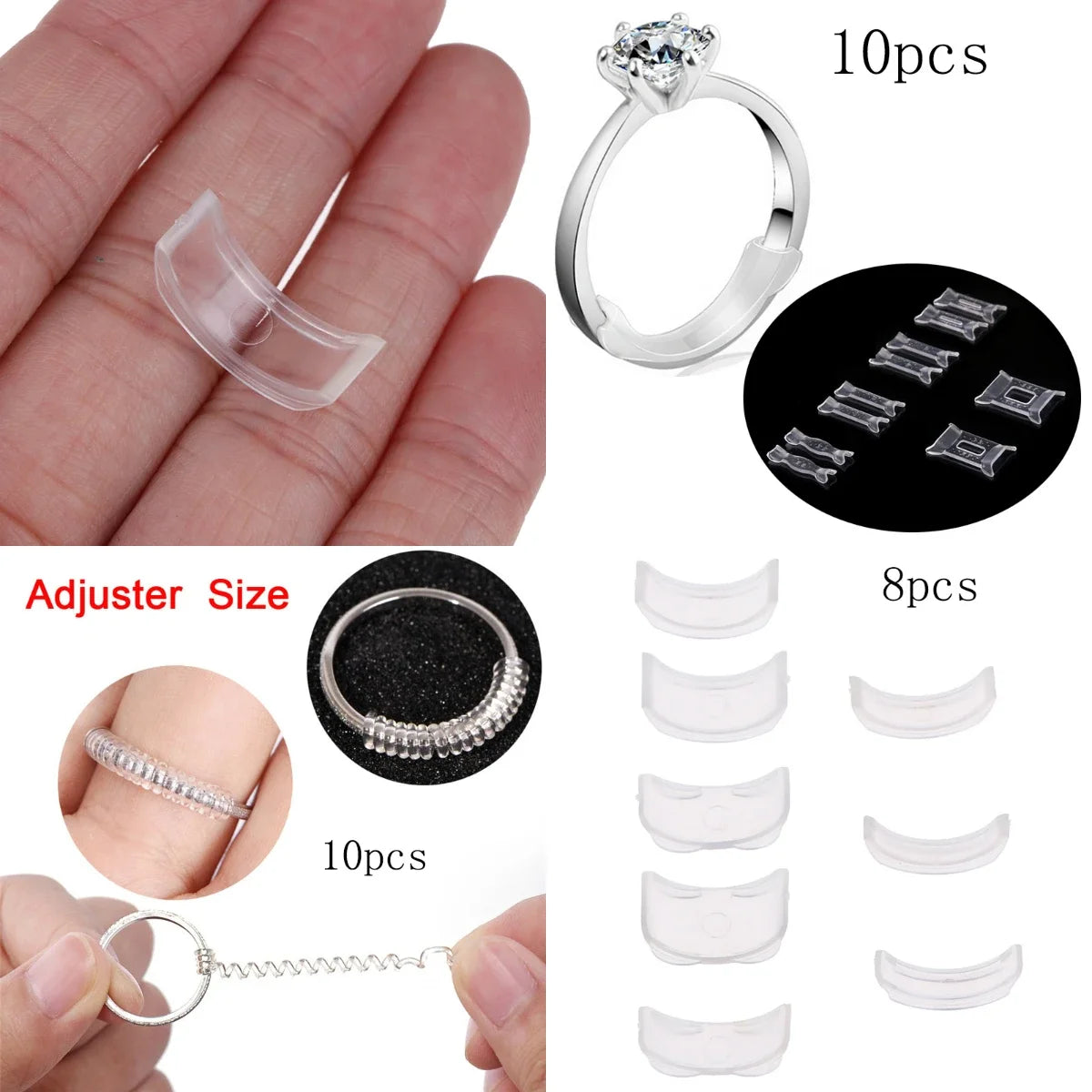 8pcs Silicone Invisible Ring Size Adjuster For Your Ring Tighten Reducer Ring Sizer Spacer Rings Guard