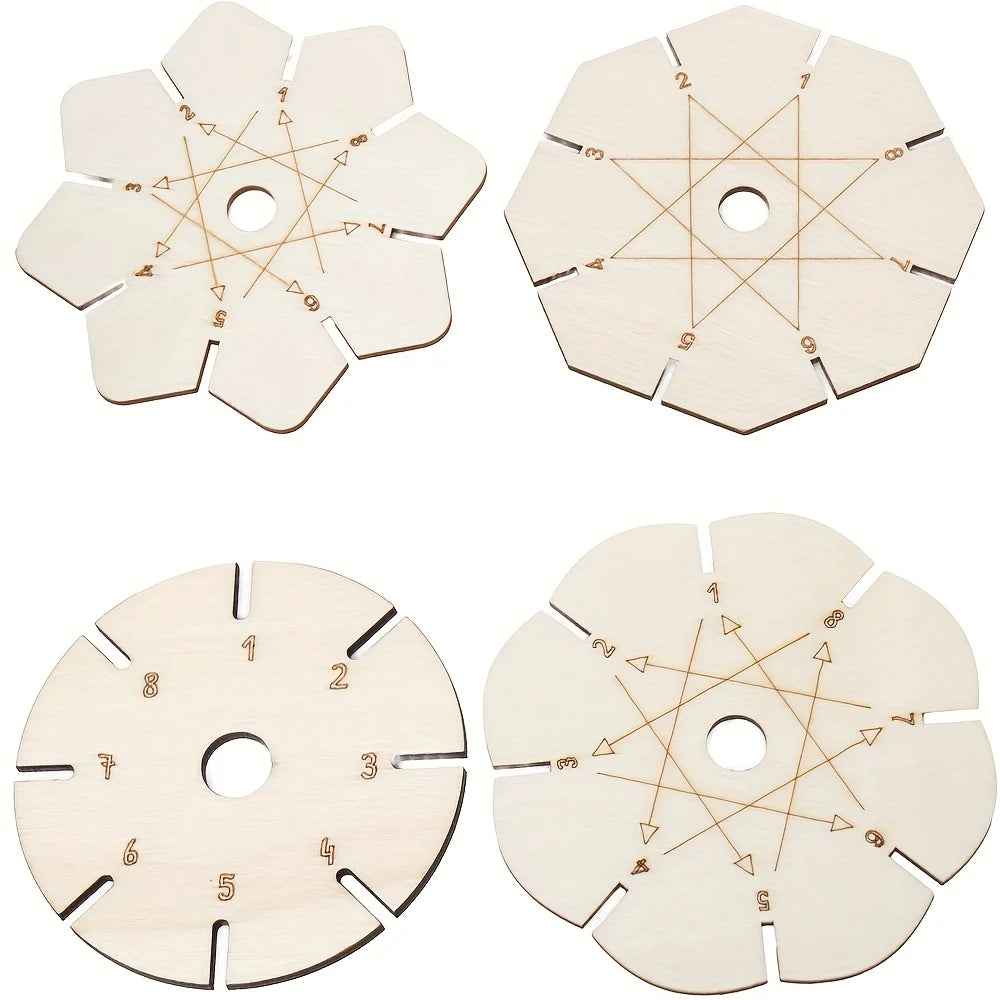 4pcs Bracelet Woven Braiding Disk, Flower Shape Wood Disk Bracelet Braiding Woven Plate Knitting Tools Beading Cord Disc