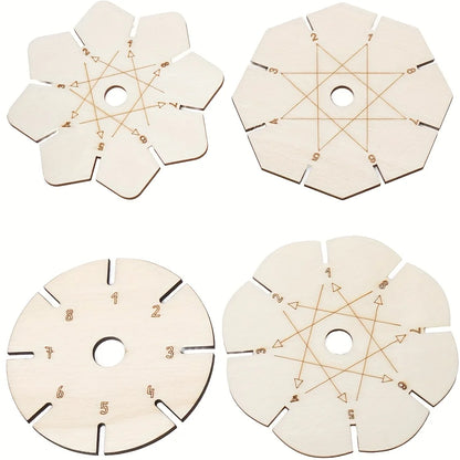 4pcs Bracelet Woven Braiding Disk, Flower Shape Wood Disk Bracelet Braiding Woven Plate Knitting Tools Beading Cord Disc