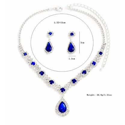 Fashionable Crystal Jewelry Necklace Earring Set Premium Luxury Pendant Necklace Original Design Inlaid Zircon