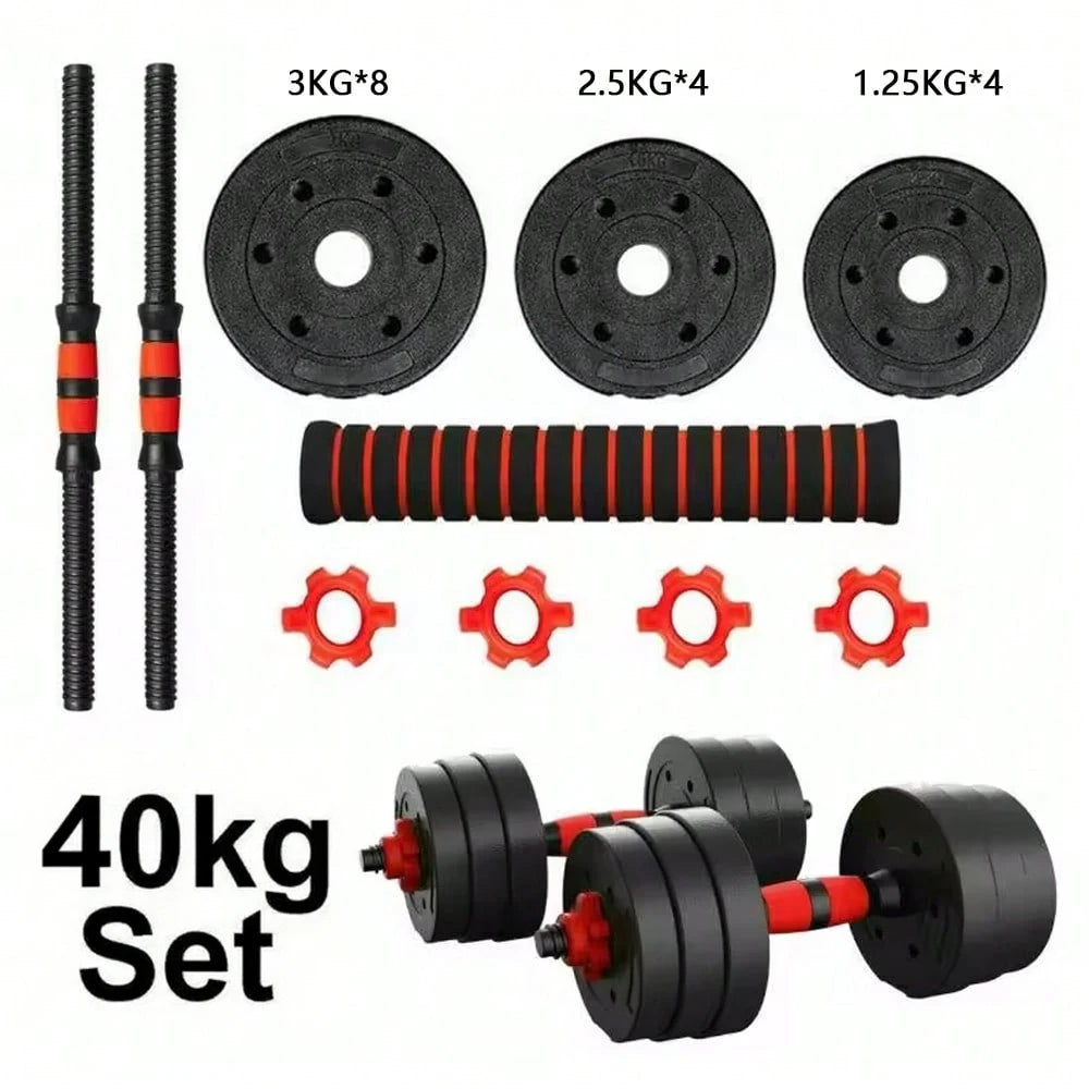 Adjustable dumbbell and barbell set, weights - 10kg 15kg 20kg 30kg 40kg 50kg, gym and home dumbbells suitable for men