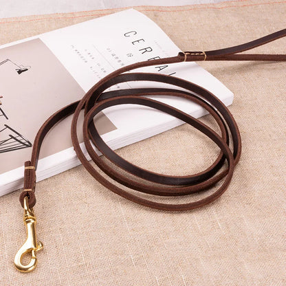SYDZSW Pet Supplies Genuine Leather Dog Leash Wholesale Grade Copper Hook Large Dog Leash Labrador Shepherd Dog Products 0.8cm