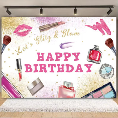 Girl's Birthday Party Supplies  Cosmetics Decorations Background Banners Disposable Cups Plates Knives Forks Spoon Gift Backdrop