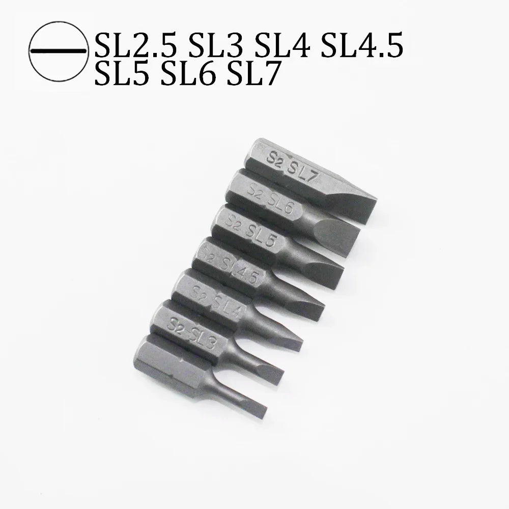 10Pcs 1/4" 25mm Slotted SL2.5-SL7 Screwdriver Bit Set Repair Tools Screwdrivers Kit Hex Shank Drill Bit For Power Household Tool