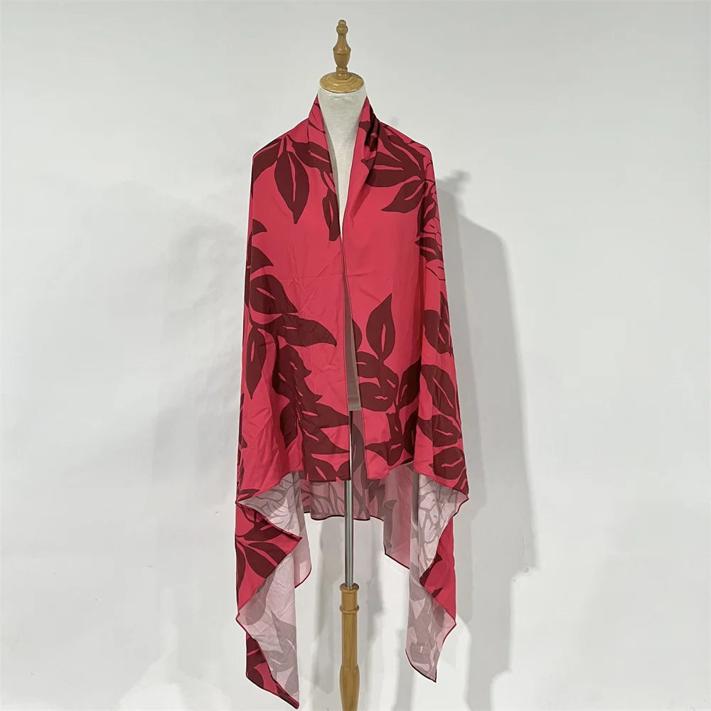 New Arrival Rayon Cotton Hawaiian Sarong Pareo Beach Wrap With Attractive Leaf Print for Women Trendy Versatile Bikini Cover-up