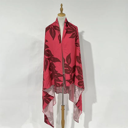 New Arrival Rayon Cotton Hawaiian Sarong Pareo Beach Wrap With Attractive Leaf Print for Women Trendy Versatile Bikini Cover-up