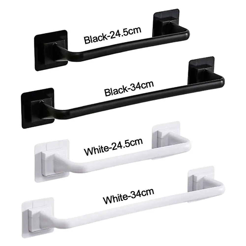 Kitchen Bathroom Wall Bath Towel Holder Rail Rack Self Adhesive Towel Rod Bar Portable Useful Household Gadget