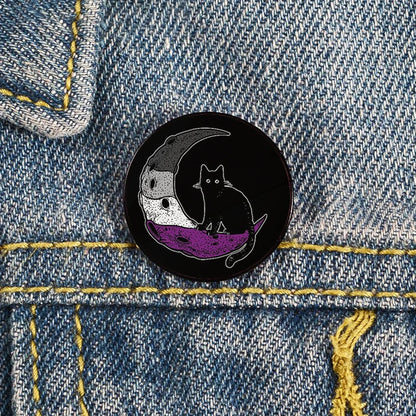 Lapel teacher tote Bag backpacks Badge Cartoon gift Pines Brooch for women Non Binary Pride cat Pins Custom cute Pines Shirt