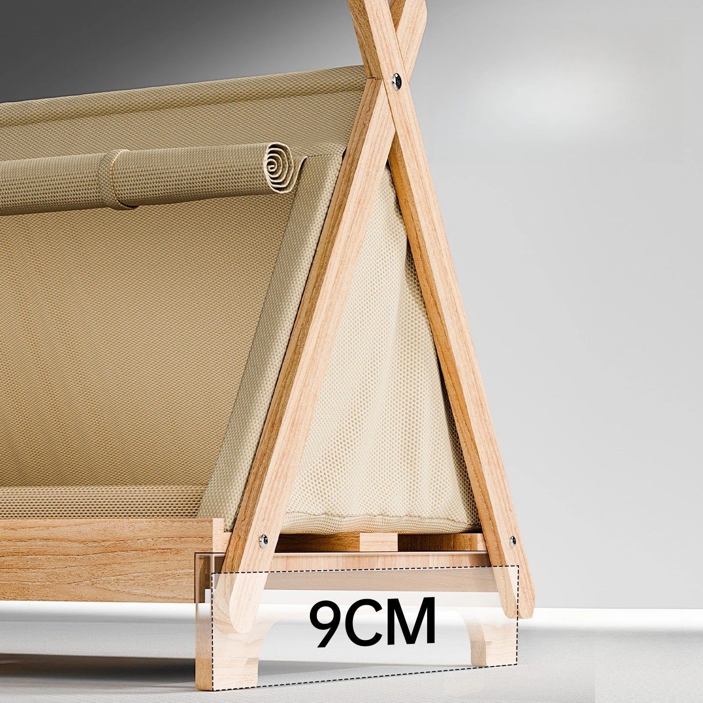 Cat Bed with Window Wooden Cat Tent Bed Elevated Pet House Dogs Bed with Stable Frame Pet Supplies Safe Comfortable Cat Bed