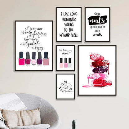 Nail Salon Wall Decoration Beauty Salon Wall Art Canvas Painting Nail Polish Quote Posters and Prints Nail Tech Artist Gift