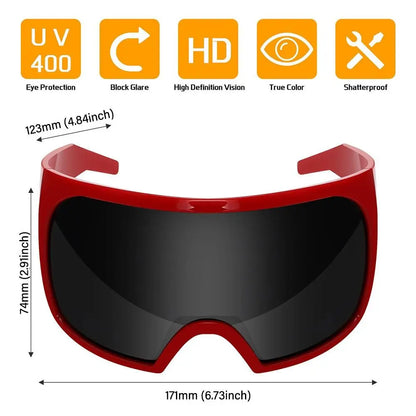 Futuristic Wrap Around Sunglasses Rave Curved Lens UV400 Protection 2000'S Eyewear Oversized Y2K Sun Glasses for Women & Men