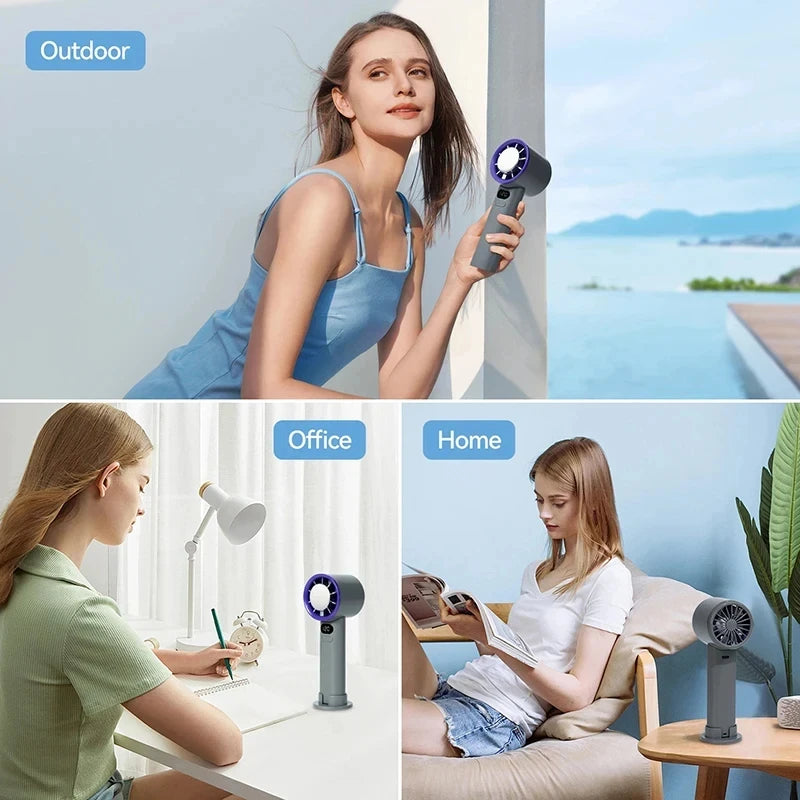 Lenovo Handheld Mini Fan Electric Hand Fans Ice Compress High-Speed Cooling USB Rechargeable Portable LED Display Fan
